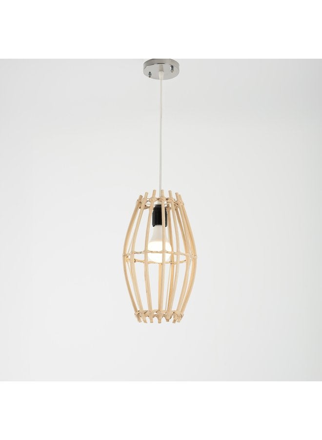 تبس هوم لمب نجفة TBS باللون بيج مصنوعة من بامبو لإضاءة المنزل والديكور - Image 1